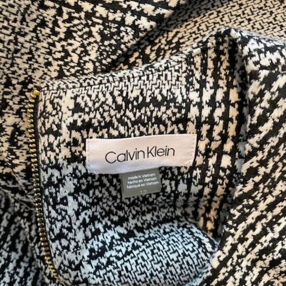 Calvin Klein Dress  - A line  - black/white herringbone pttn size 12 - Picture 5 of 6